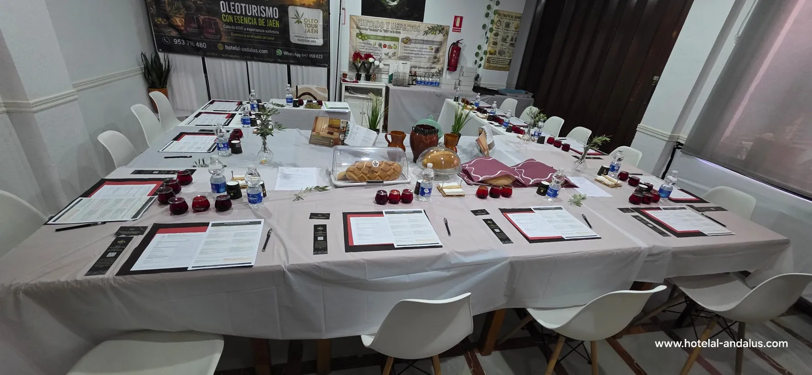 Room prepared for an extra virgin olive oil tasting